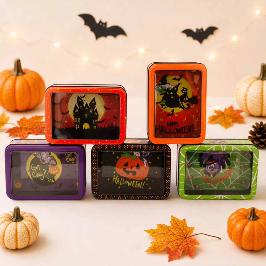 Halloween Decorative Metal Storage Box with Window Display Apparel and Accessories