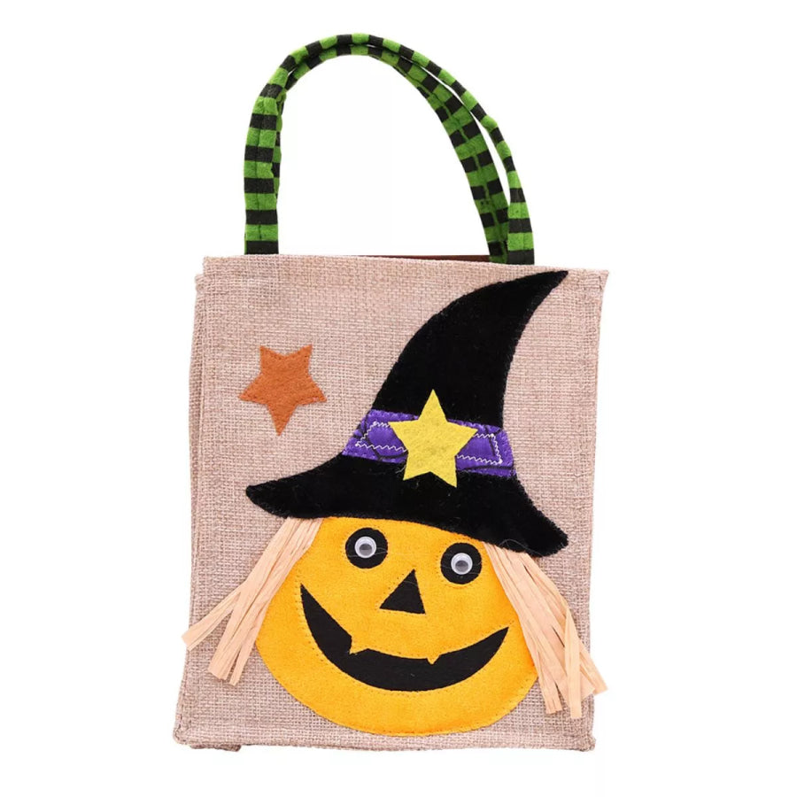 Halloween Decorative Witch Burlap Treat Bag Sherbet / One Size Apparel and Accessories