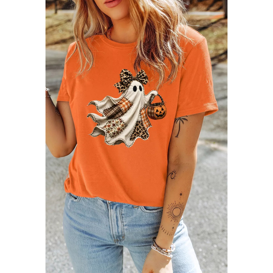 Halloween Ghost Graphic Short Sleeve T-Shirt Apparel and Accessories