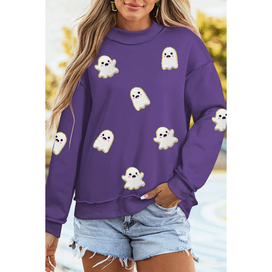 Halloween Ghost Mock Neck Tunic Sweatshirt Apparel and Accessories