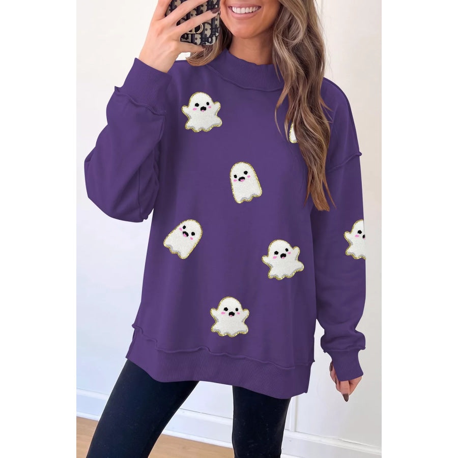 Halloween Ghost Mock Neck Tunic Sweatshirt Apparel and Accessories