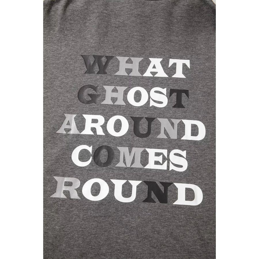 Halloween Ghost Print Mineral Wash Oversize Hoodie Apparel and Accessories
