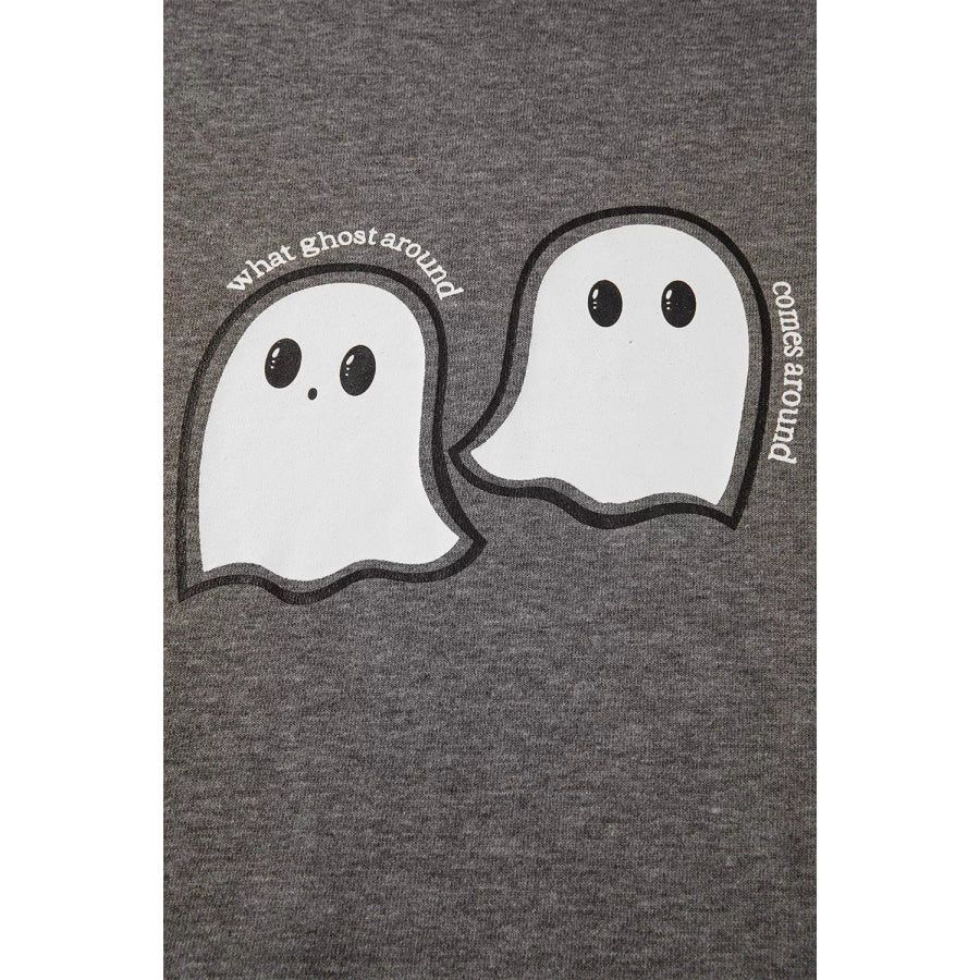 Halloween Ghost Print Mineral Wash Oversize Hoodie Apparel and Accessories