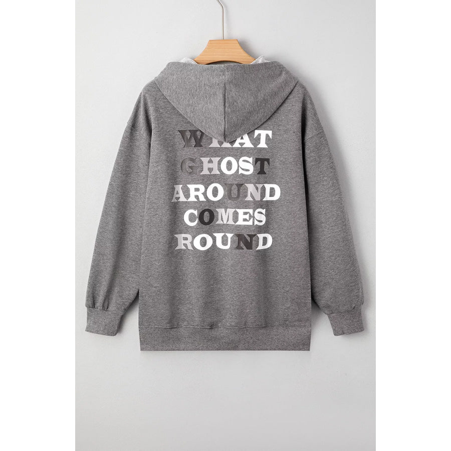 Halloween Ghost Print Mineral Wash Oversize Hoodie Apparel and Accessories