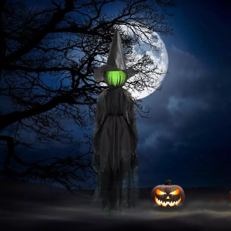 Halloween Glowing Head Witch Black / One Size Apparel and Accessories