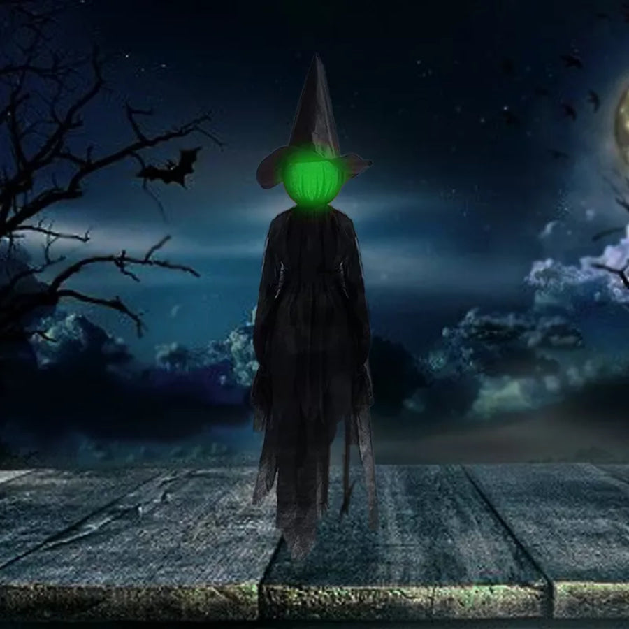 Halloween Glowing Head Witch Black / One Size Apparel and Accessories