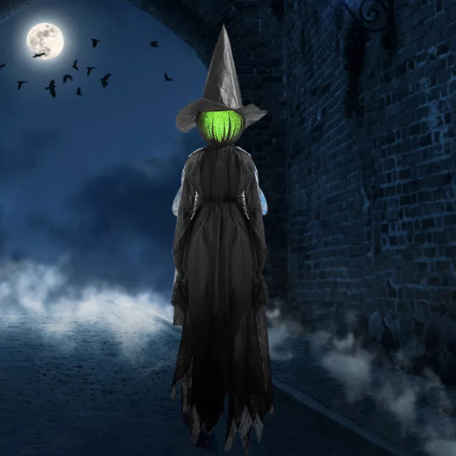 Halloween Glowing Head Witch Black / One Size Apparel and Accessories