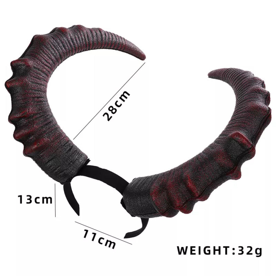Halloween Gothic Big Horn Headband Black / One Size Apparel and Accessories