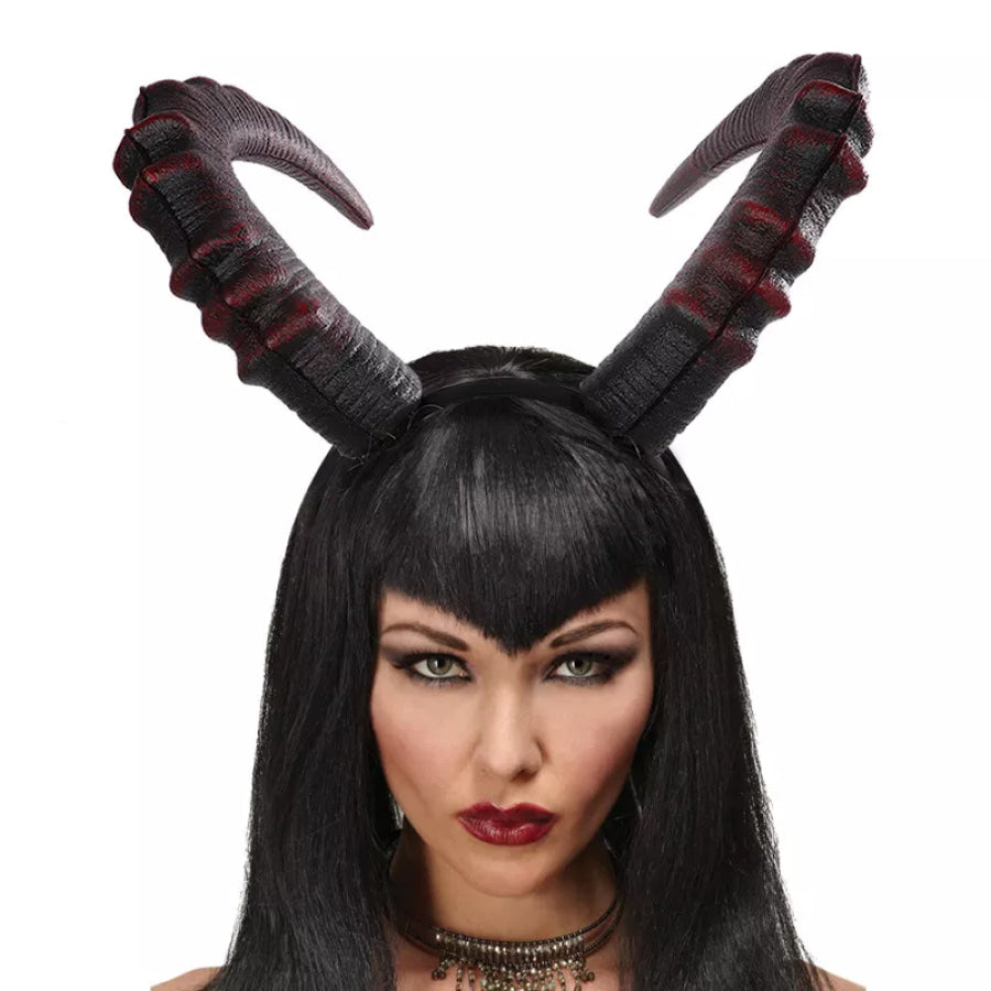 Halloween Gothic Big Horn Headband Black / One Size Apparel and Accessories