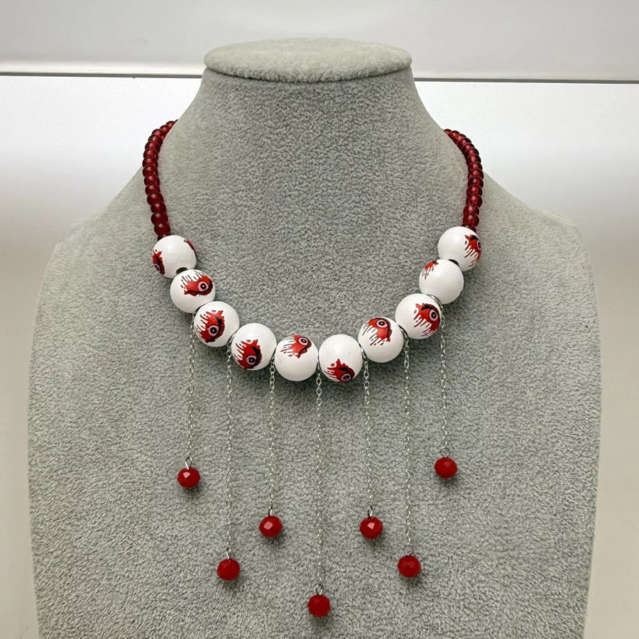 Halloween Gothic Eyeball Necklace Red / One Size Apparel and Accessories