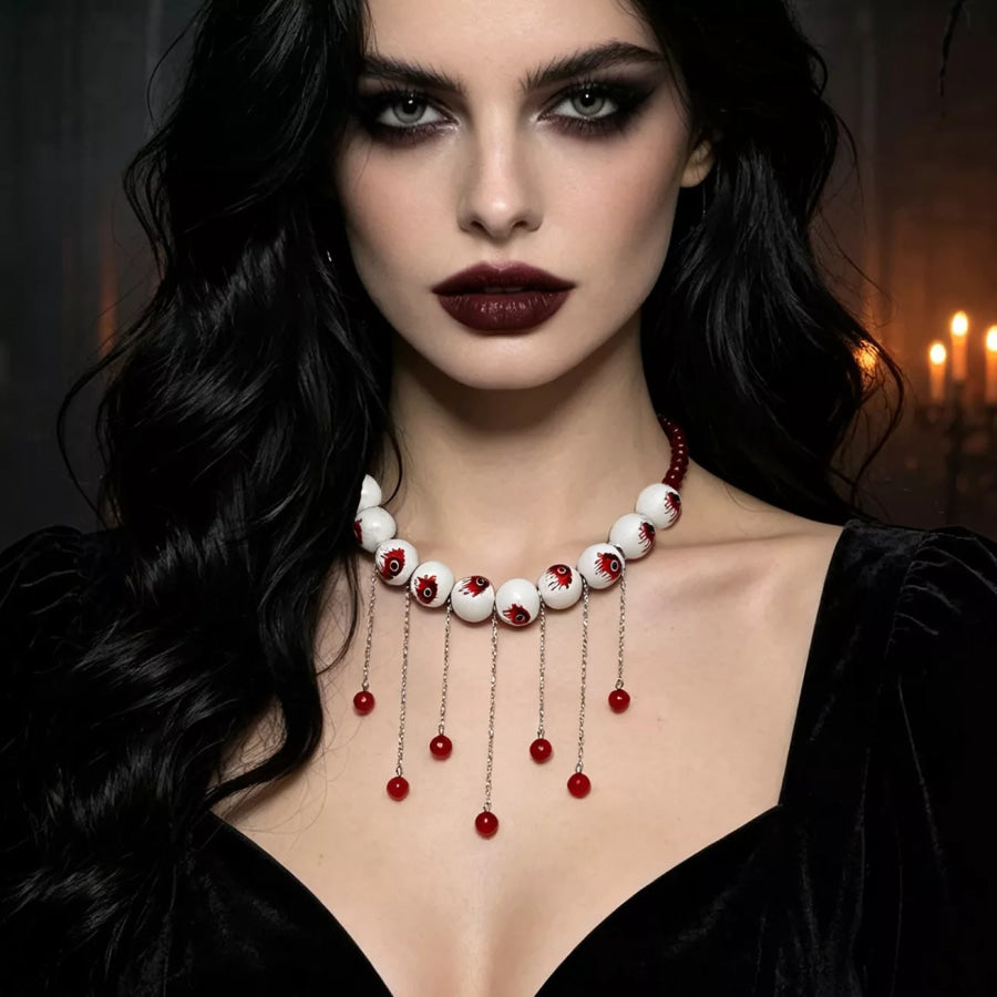 Halloween Gothic Eyeball Necklace Red / One Size Apparel and Accessories