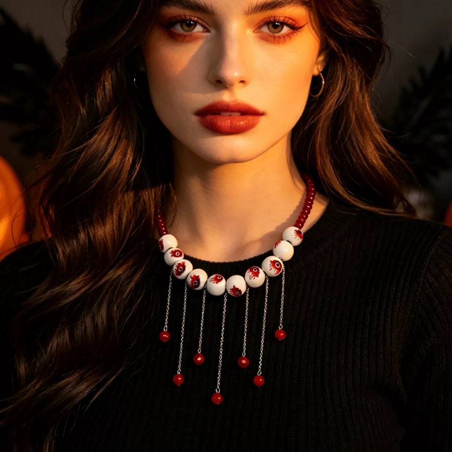 Halloween Gothic Eyeball Necklace Red / One Size Apparel and Accessories