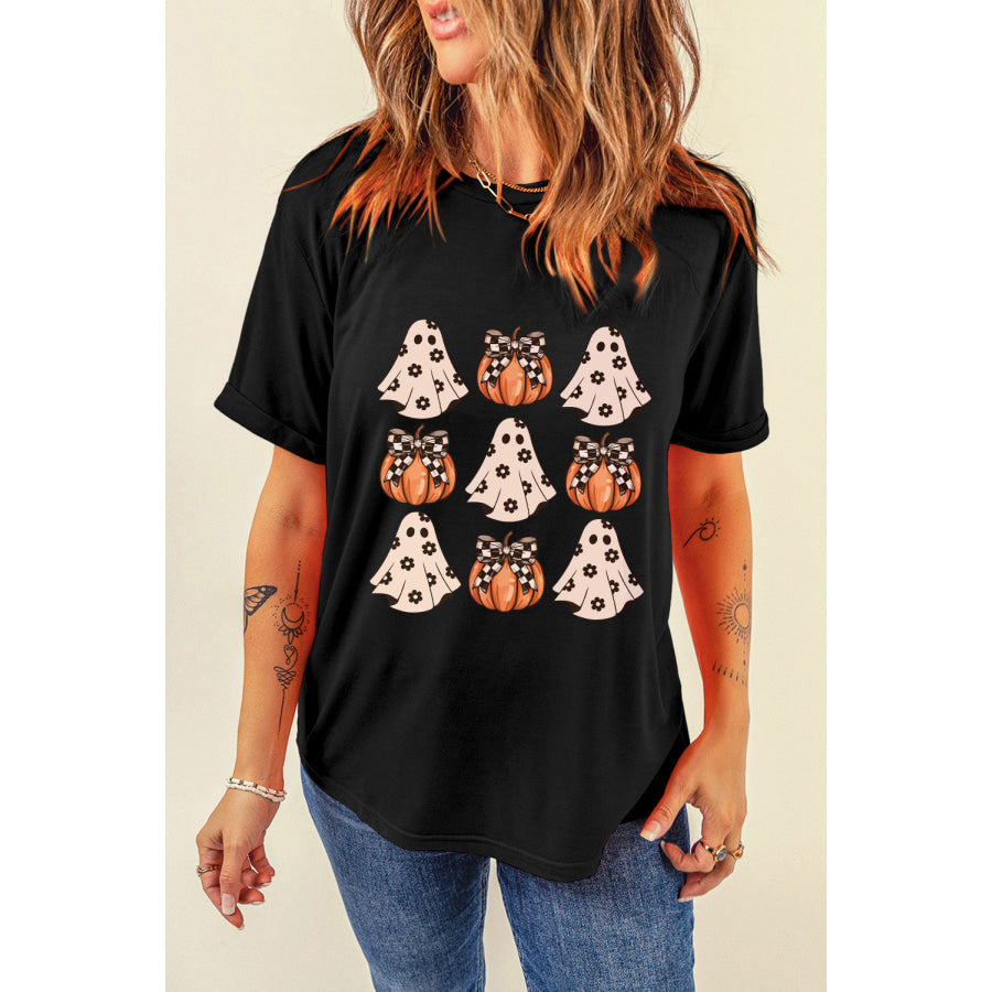 Halloween Graphic Round Neck Short Sleeve T-Shirt Black / S Apparel and Accessories