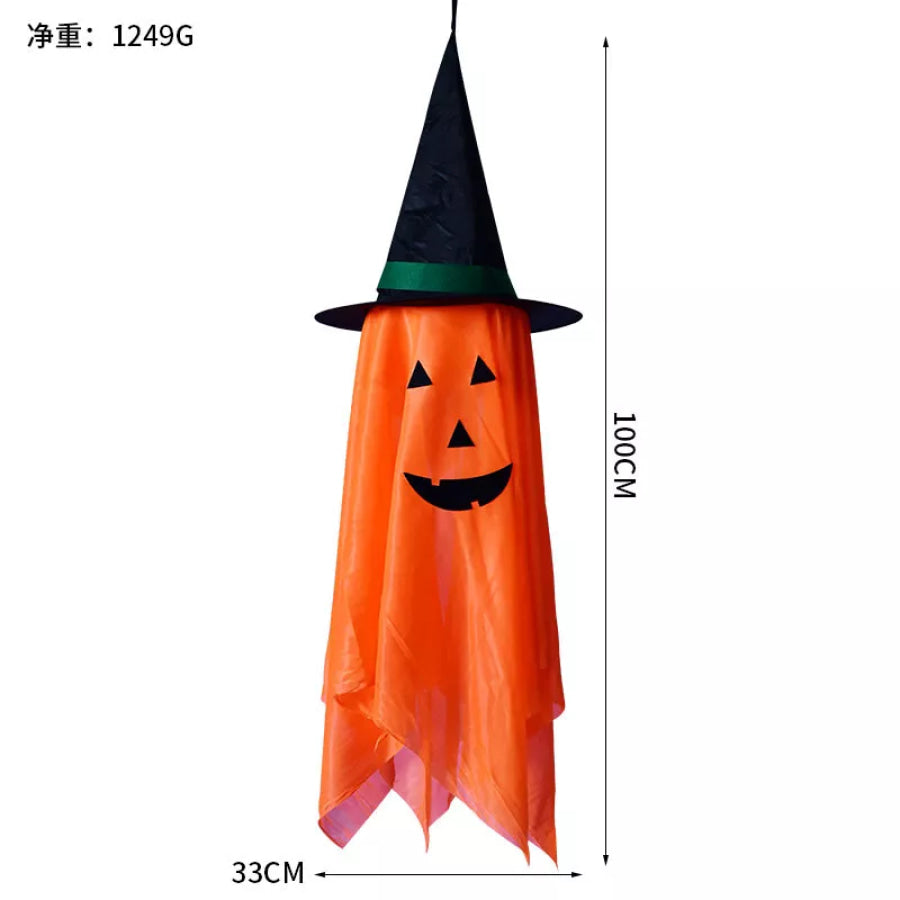 Halloween Hanging Pumpkin with Witch Hat Set Orange / One Size Apparel and Accessories