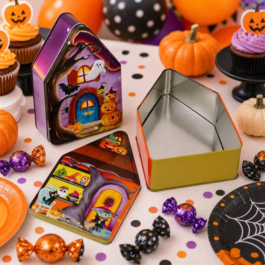 Halloween House Shaped Metal Candy Storage Box Apparel and Accessories