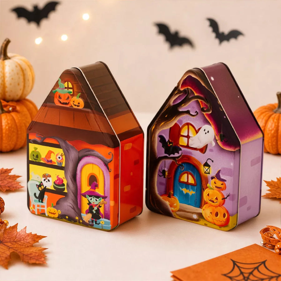 Halloween House Shaped Metal Candy Storage Box Apparel and Accessories