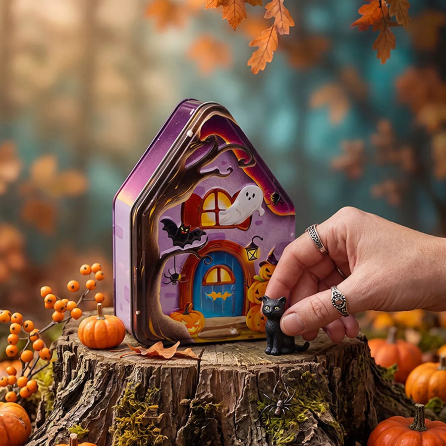 Halloween House Shaped Metal Candy Storage Box Apparel and Accessories