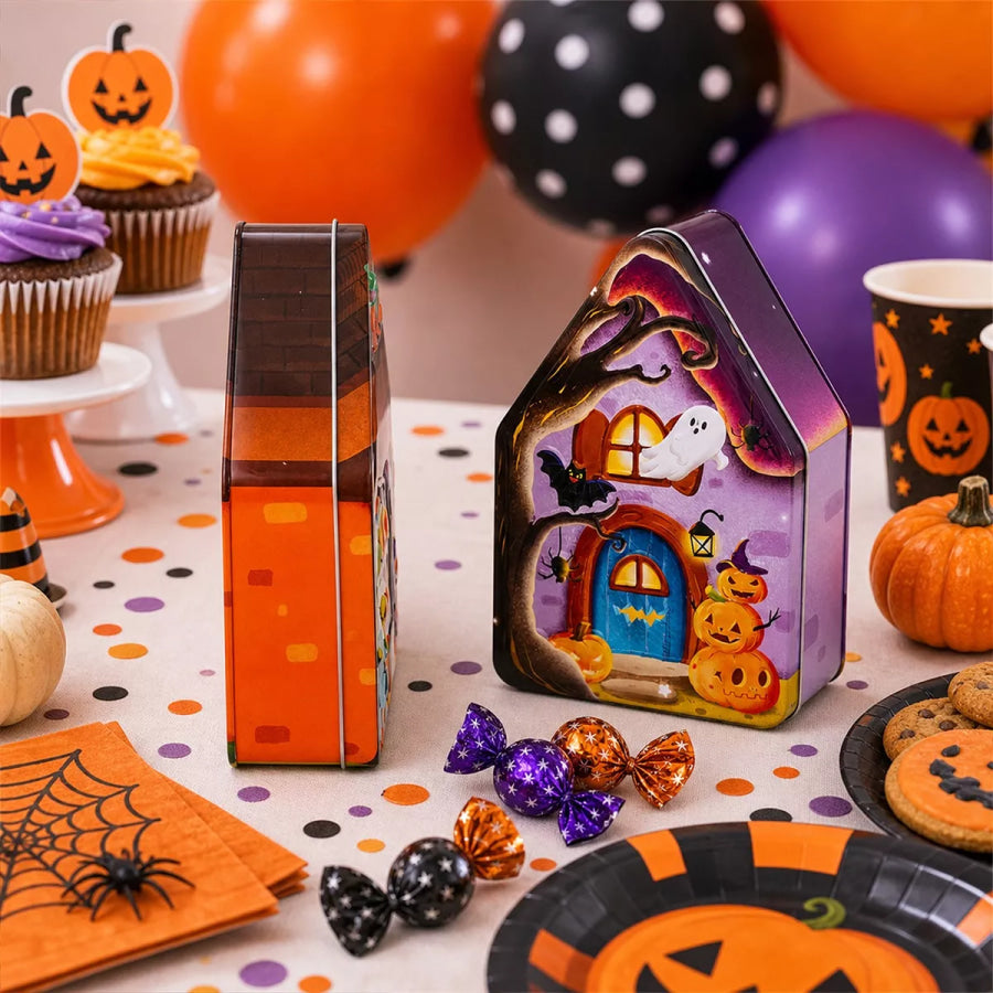 Halloween House Shaped Metal Candy Storage Box Apparel and Accessories