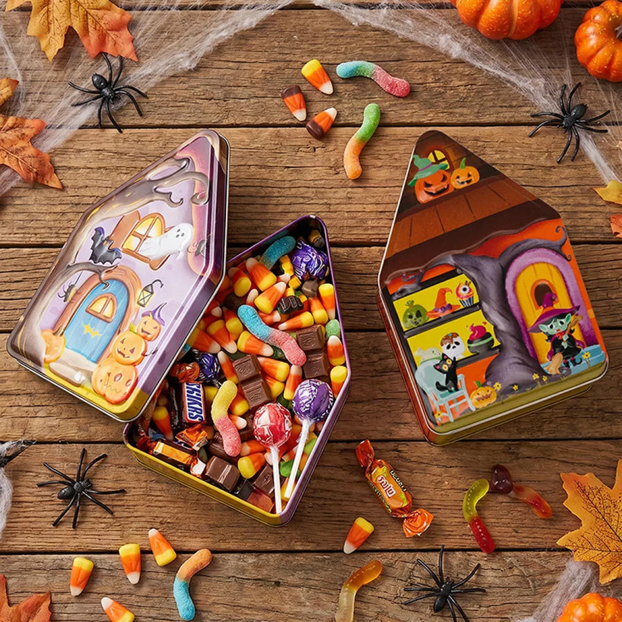Halloween House Shaped Metal Candy Storage Box Apparel and Accessories