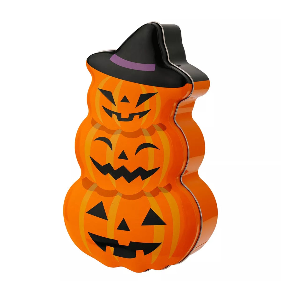 Halloween Jack-O’-Lantern Tin Storage Box Orange / One Size Apparel and Accessories