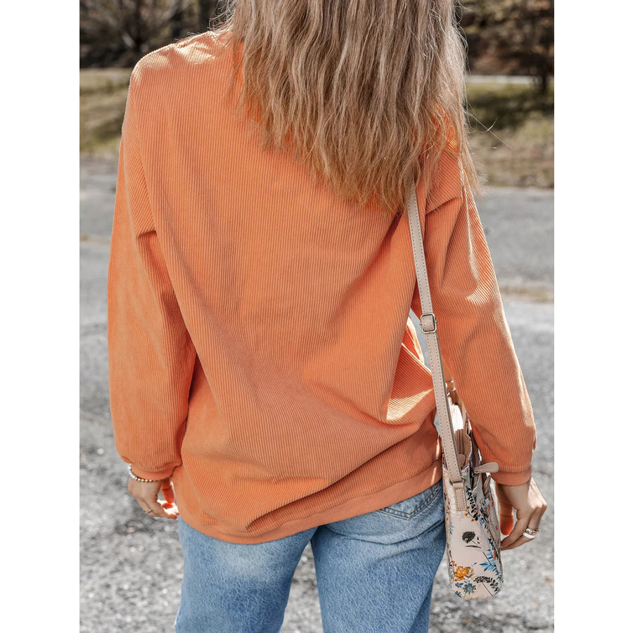 Halloween Leopard Pumpkin Patchwork Ribbed Sweatshirt Apparel and Accessories