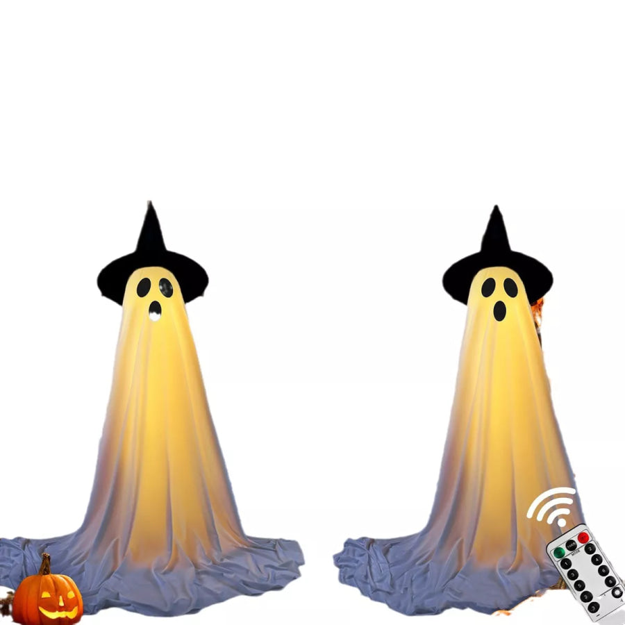 Halloween Lighted Ghost with Witch Hat 2 Piece Set White / One Size Apparel and Accessories