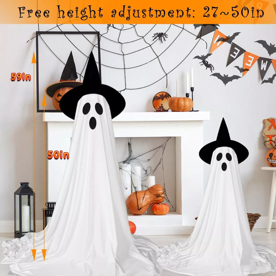 Halloween Lighted Ghost with Witch Hat 2 Piece Set White / One Size Apparel and Accessories
