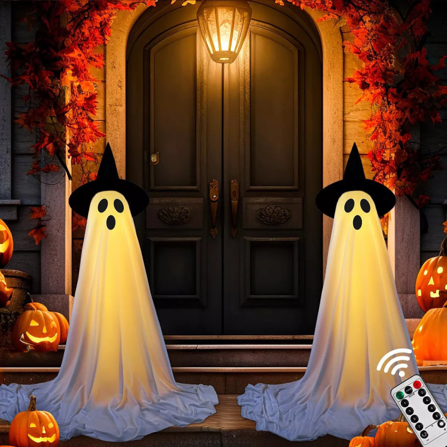 Halloween Lighted Ghost with Witch Hat 2 Piece Set White / One Size Apparel and Accessories
