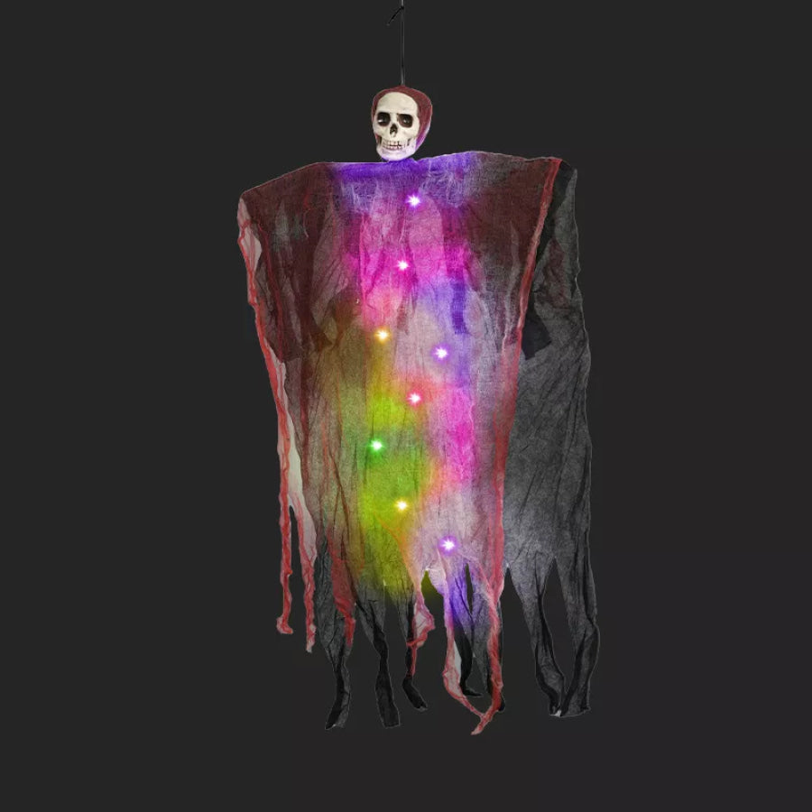 Halloween Lighted Hanging Skeleton Ghost 4 Piece Set White / One Size Apparel and Accessories