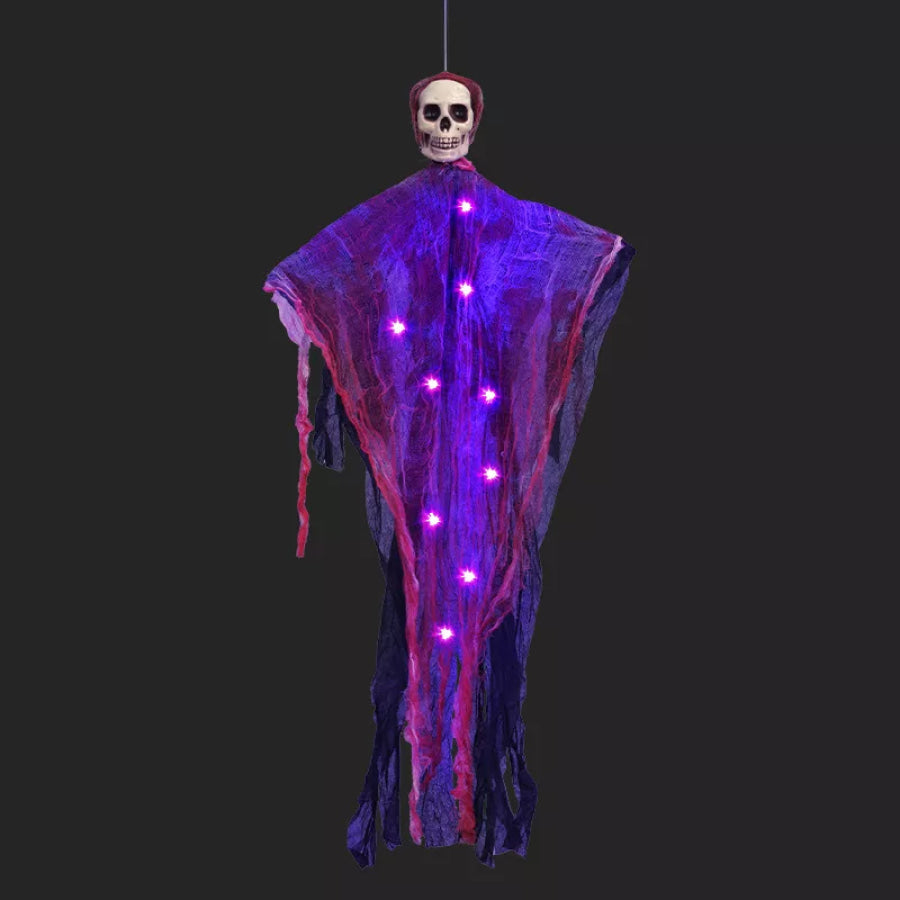 Halloween Lighted Hanging Skeleton Ghost 4 Piece Set White / One Size Apparel and Accessories