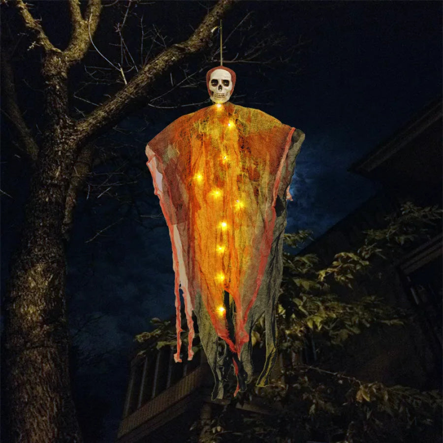 Halloween Lighted Hanging Skeleton Ghost 4 Piece Set White / One Size Apparel and Accessories