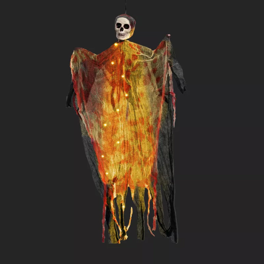 Halloween Lighted Hanging Skeleton Ghost 4 Piece Set White / One Size Apparel and Accessories