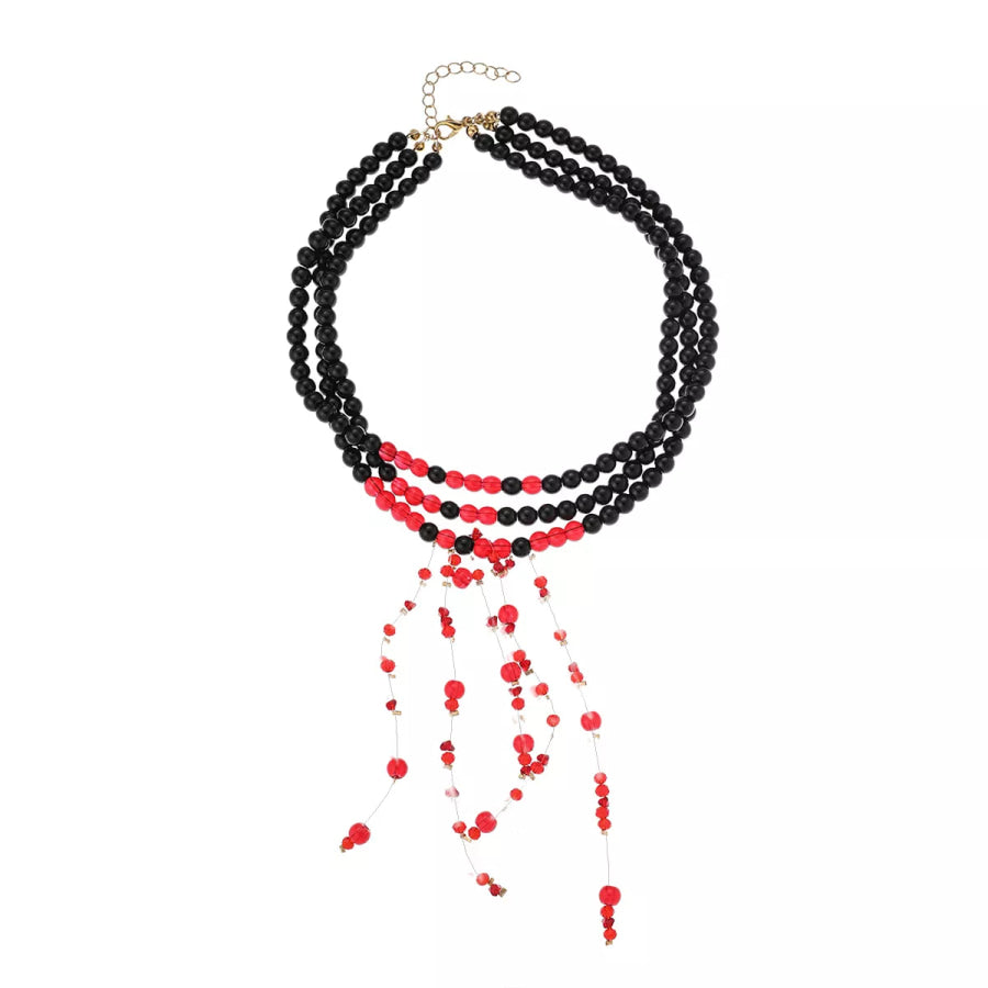 Halloween Multi-Layered Beaded Choker Necklace Black / One Size Apparel and Accessories