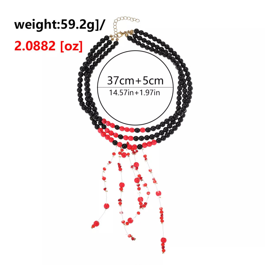 Halloween Multi-Layered Beaded Choker Necklace Black / One Size Apparel and Accessories