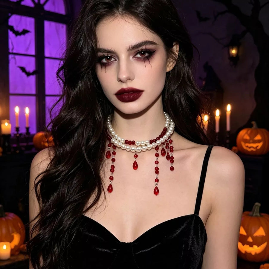 Halloween Pearl Double Layered Choker Necklace Apparel and Accessories