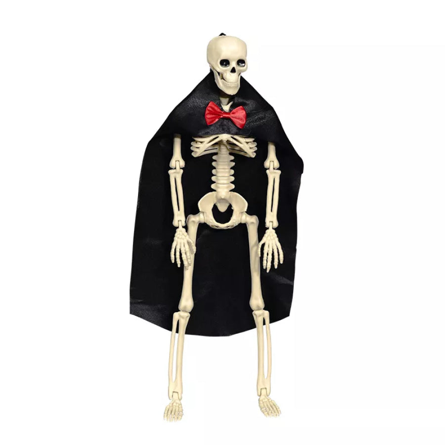 Halloween Posable Skeleton Couple with Wedding Veil and Cape White / One Size Apparel and Accessories