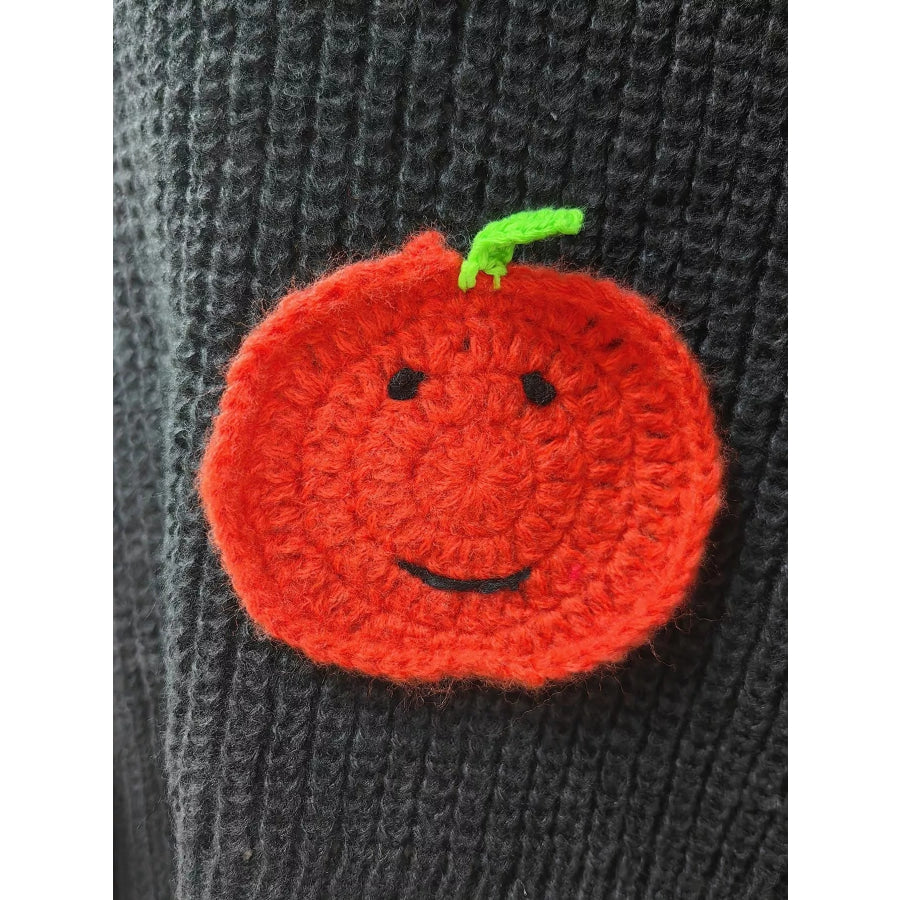 Halloween Pumpkin and Ghost Applique Knit Cardigan Apparel Accessories