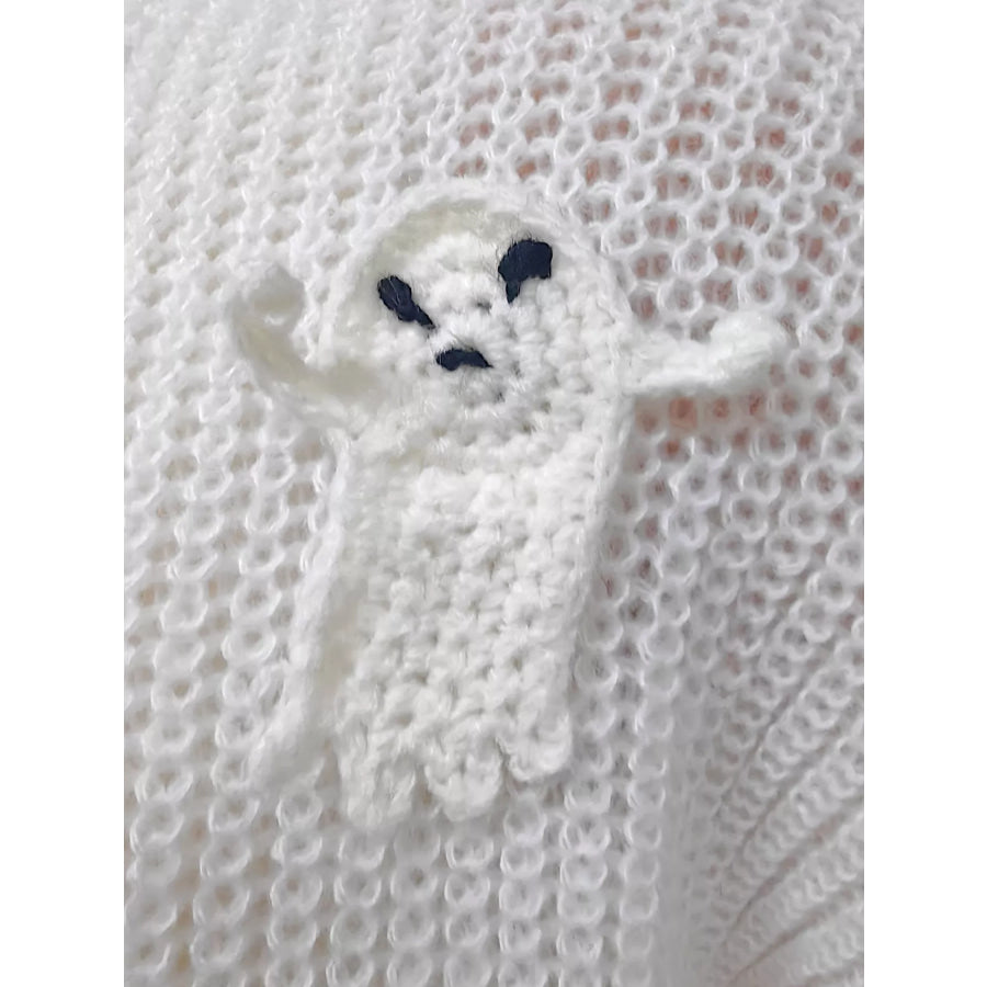 Halloween Pumpkin and Ghost Applique Knit Cardigan Apparel Accessories