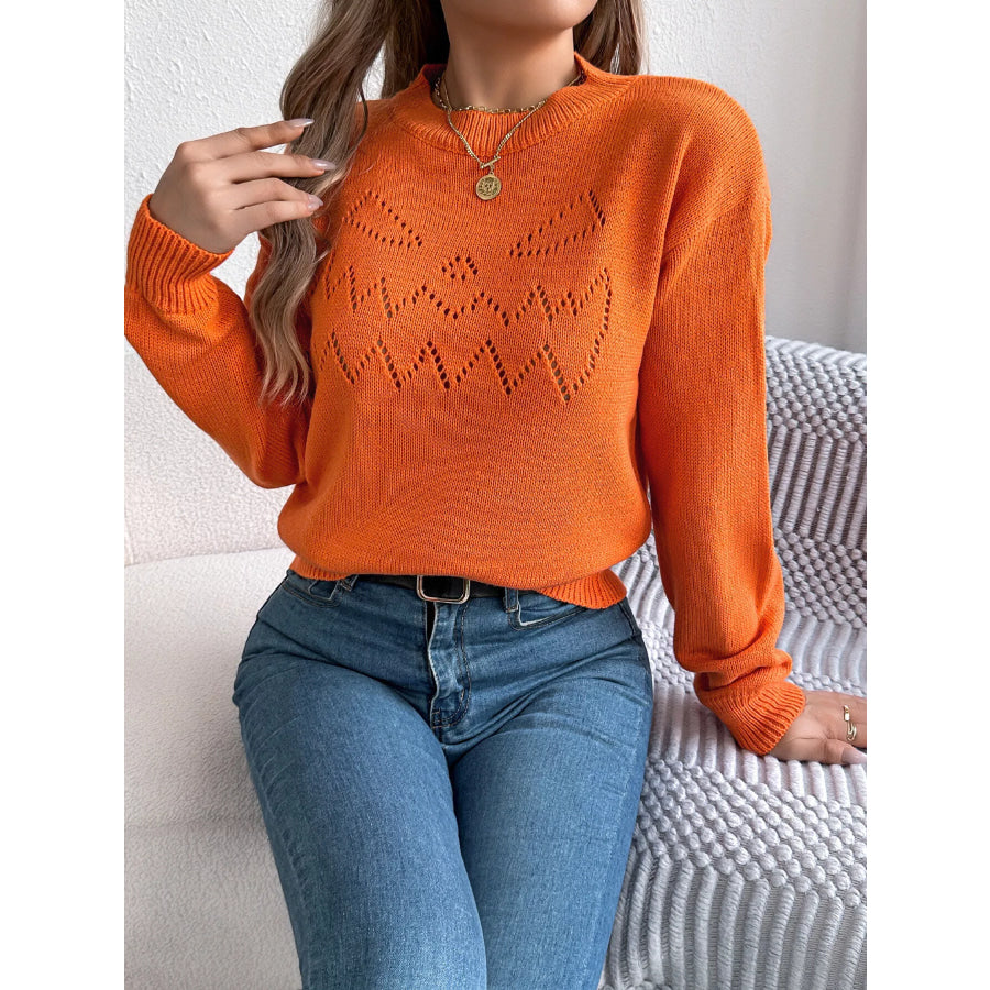 Halloween Pumpkin Face Knit Top Apparel and Accessories