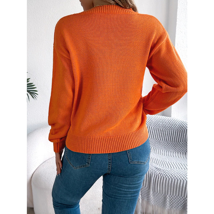 Halloween Pumpkin Face Knit Top Apparel and Accessories