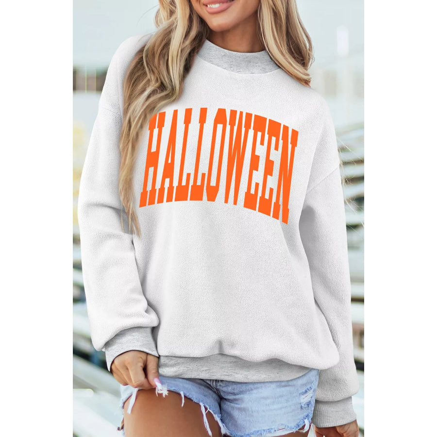 Halloween Pumpkin Face Print Mock Neck Reversible Sweatshirt Apparel and Accessories