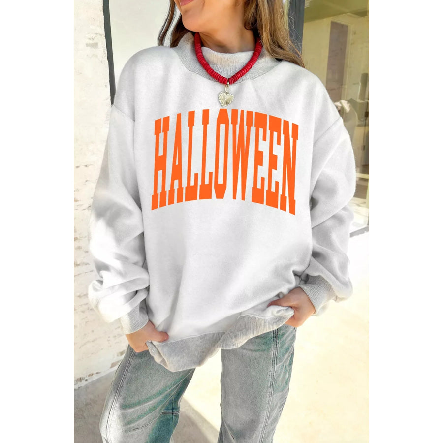 Halloween Pumpkin Face Print Mock Neck Reversible Sweatshirt Apparel and Accessories