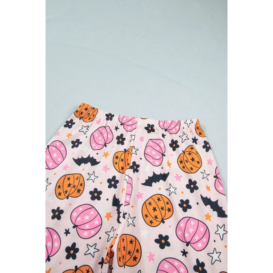 Halloween Pumpkin Print Long Sleeve Home Wear Lounge Set Apparel and Accessories