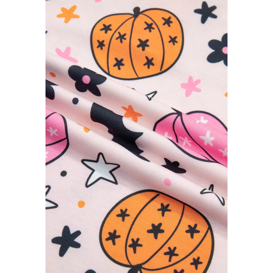 Halloween Pumpkin Print Long Sleeve Home Wear Lounge Set Apparel and Accessories