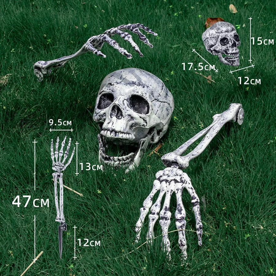 Halloween Skull and Skeleton Arms White / One Size Apparel and Accessories