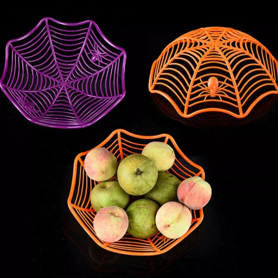 Halloween Spider Web Decorative Fruit Bowl Set Sherbet / One Size Apparel and Accessories