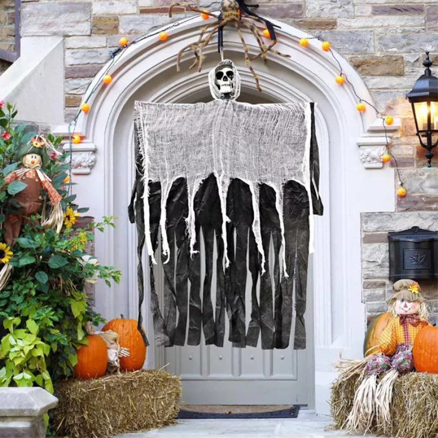 Halloween Spooky Hanging Skeleton Ghost Black / One Size Apparel and Accessories