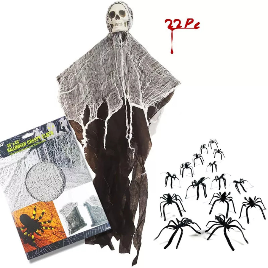 Halloween Spooky Hanging Skeleton Ghost Black / One Size Apparel and Accessories