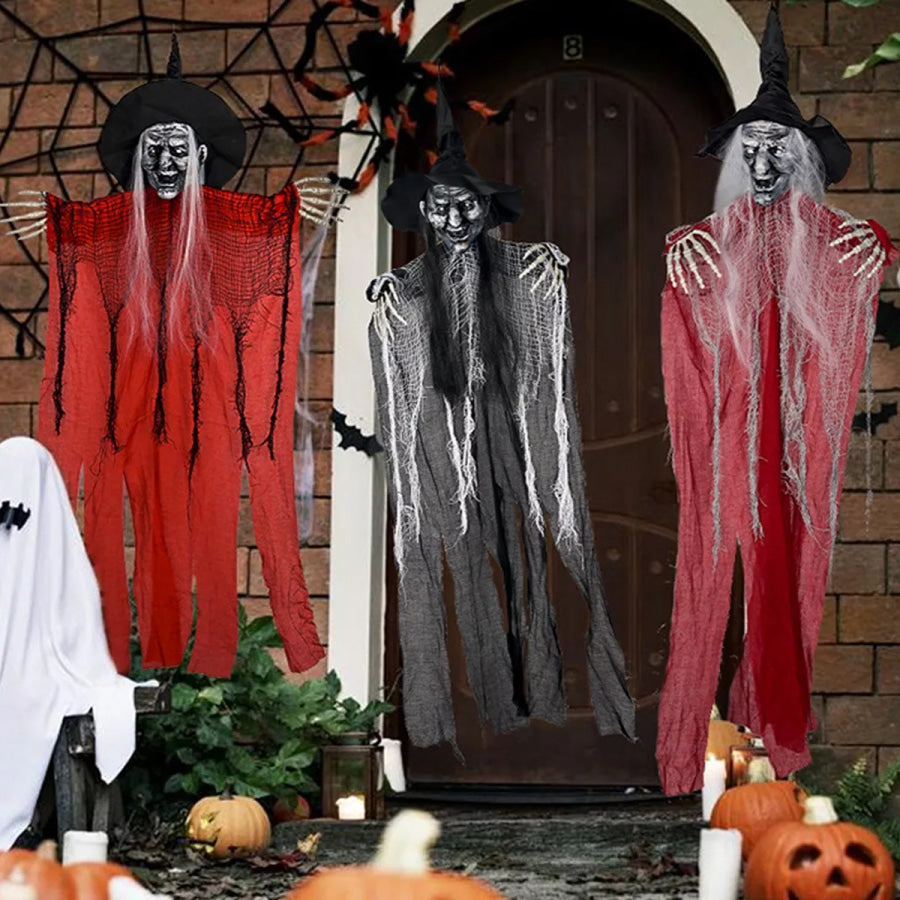 Halloween Spooky Hanging Witch Set Black / One Size Apparel and Accessories
