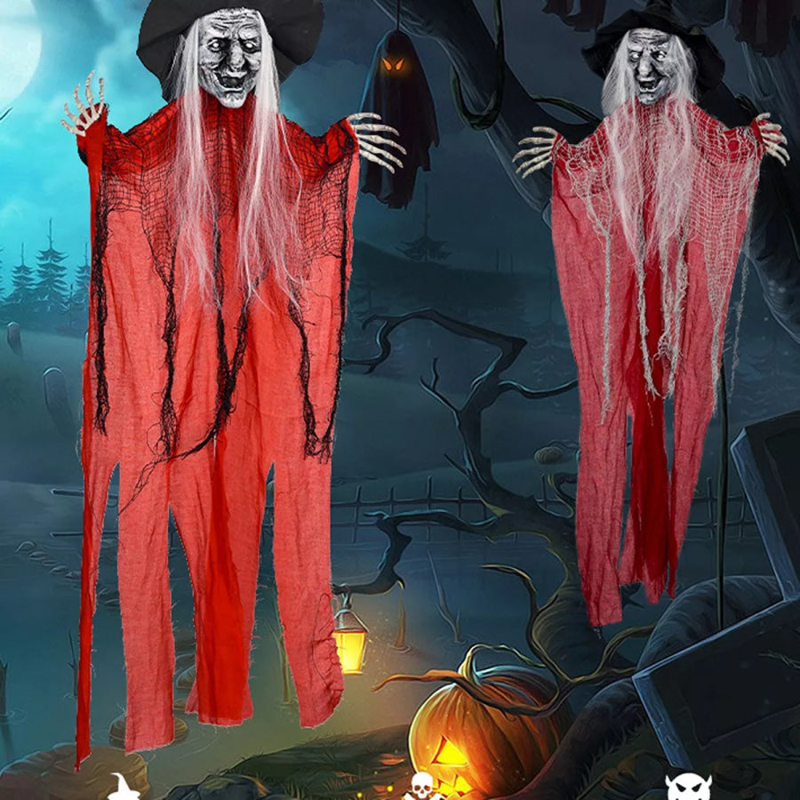 Halloween Spooky Hanging Witch Set Black / One Size Apparel and Accessories